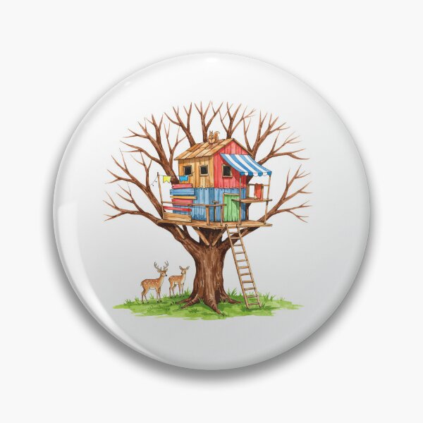 Item preview, Watercolor Treehouse with Forest Animals designed and sold by TeeARTHY.