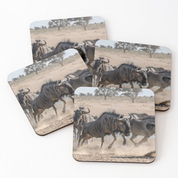 Item preview, Savanna Clash — Wildebeest Kicking Up Dust at the Waterhole designed and sold by DavideAntoniani.