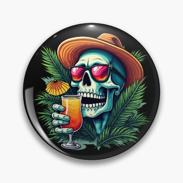 Item preview, Tropical Skull - Cool skull with cocktail and sunglasses designed and sold by Hans-Design.