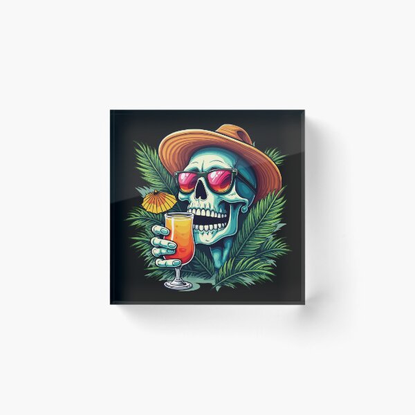 Item preview, Tropical Skull - Cool skull with cocktail and sunglasses designed and sold by Hans-Design.
