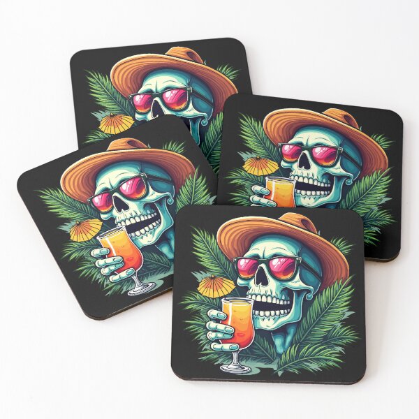 Item preview, Tropical Skull - Cool skull with cocktail and sunglasses designed and sold by Hans-Design.