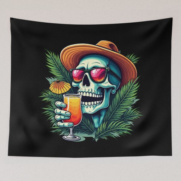 Item preview, Tropical Skull - Cool skull with cocktail and sunglasses designed and sold by Hans-Design.