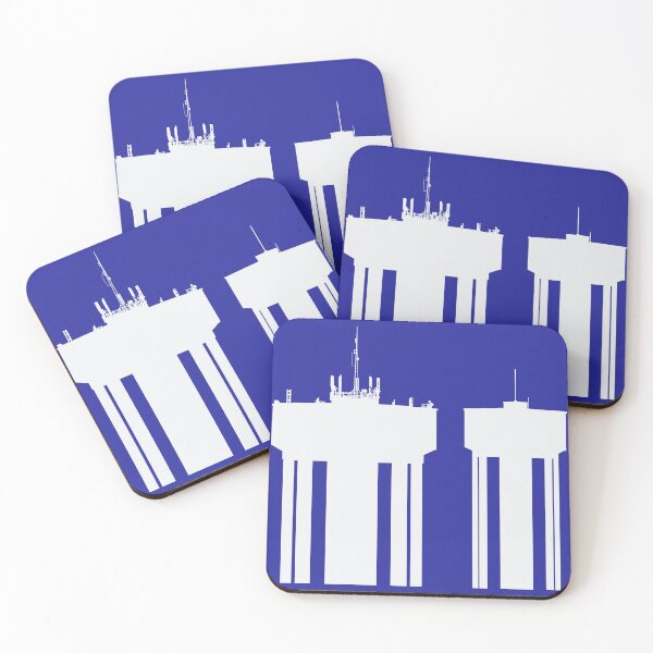 Item preview, Steel Town Water Towers, Corby, Northamptonshire, UK - Bright Blue-White designed and sold by Kate Anderson Art.