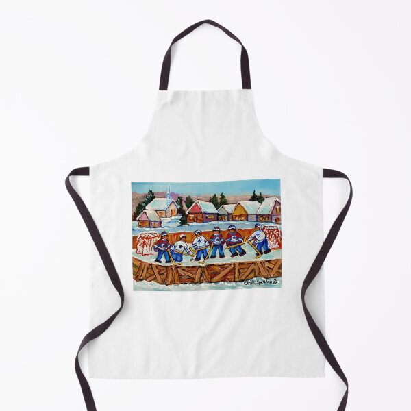 Item preview, Country Rink Hockey Game Quebec Laurentian Village Scene Canadian Winter Art designed and sold by abe-lingram.