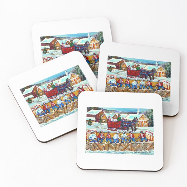 Item preview, Winter Scene Outdoor Rink Sleigh Ride Through Quebec Village Canadian Snow Scene designed and sold by abe-lingram.