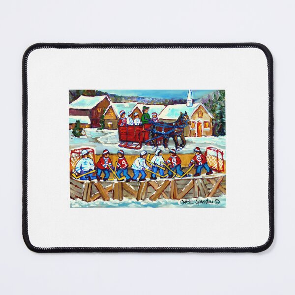 Item preview, Winter Scene Outdoor Rink Sleigh Ride Through Quebec Village Canadian Snow Scene designed and sold by abe-lingram.