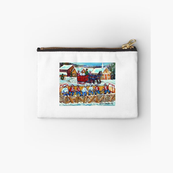 Item preview, Winter Scene Outdoor Rink Sleigh Ride Through Quebec Village Canadian Snow Scene designed and sold by abe-lingram.