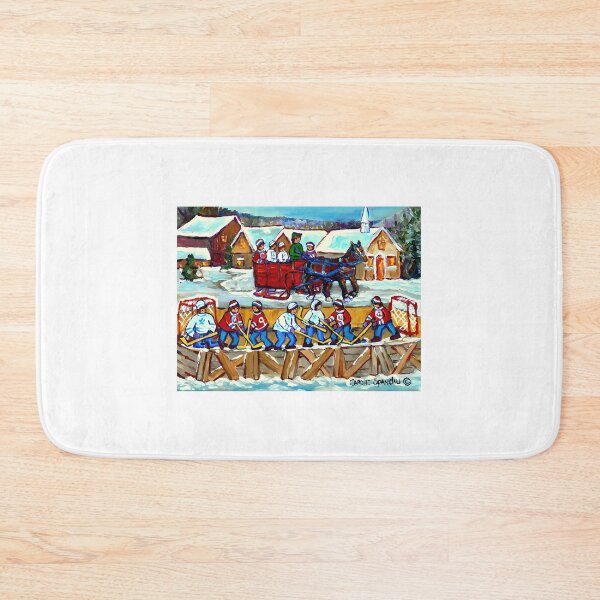 Item preview, Winter Scene Outdoor Rink Sleigh Ride Through Quebec Village Canadian Snow Scene designed and sold by abe-lingram.