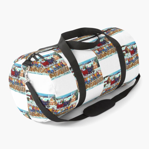 Item preview, Winter Scene Outdoor Rink Sleigh Ride Through Quebec Village Canadian Snow Scene designed and sold by abe-lingram.