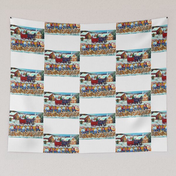 Item preview, Winter Scene Outdoor Rink Sleigh Ride Through Quebec Village Canadian Snow Scene designed and sold by abe-lingram.