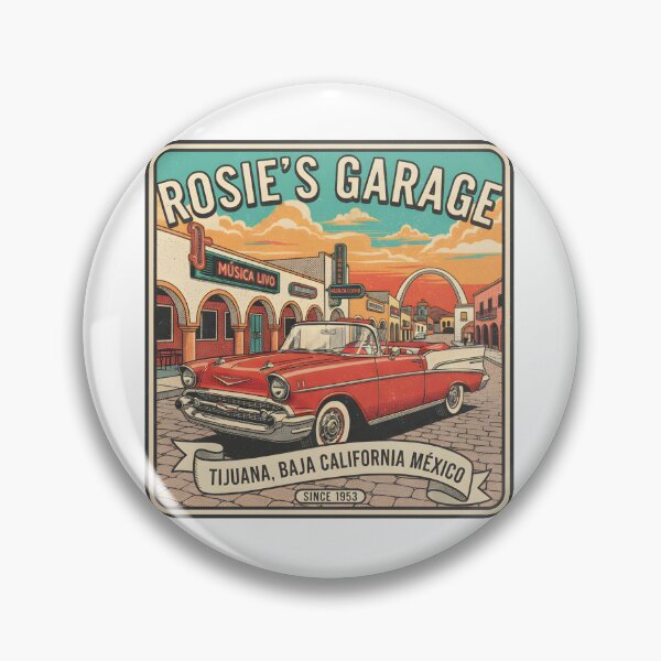 Item preview, Rosie's Garage - Tijuana, Mexico - Vintage Classic Car Art designed and sold by RedDelaney.