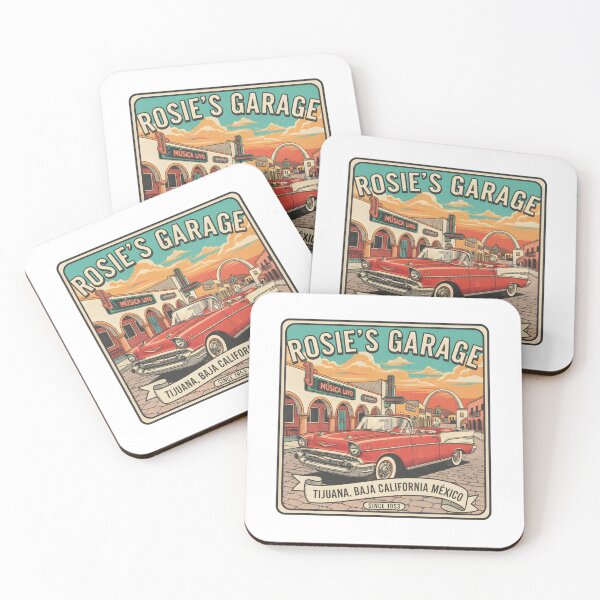 Item preview, Rosie's Garage - Tijuana, Mexico - Vintage Classic Car Art designed and sold by RedDelaney.