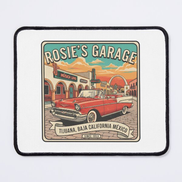 Item preview, Rosie's Garage - Tijuana, Mexico - Vintage Classic Car Art designed and sold by RedDelaney.