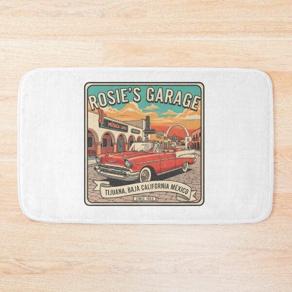 Item preview, Rosie's Garage - Tijuana, Mexico - Vintage Classic Car Art designed and sold by RedDelaney.