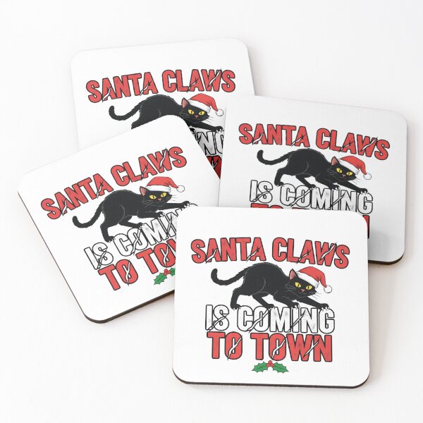 Item preview, Santa Claws Is Coming to Town - Black Cat Scratching Christmas Letters designed and sold by Artinkcreative.