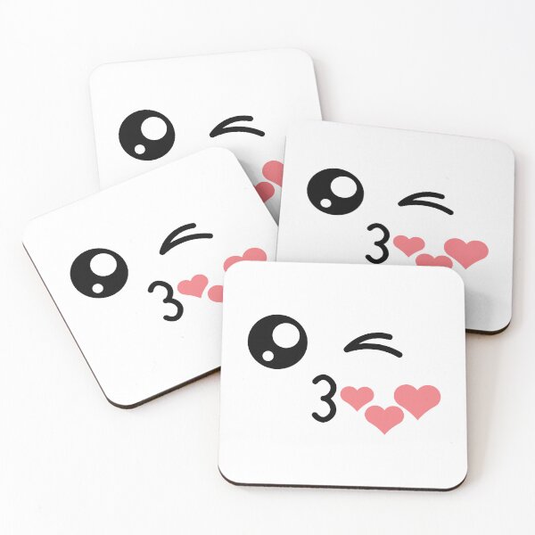 Item preview, Cute kawaii winky kiss mouth hearts face designed and sold by BlushyPrint.