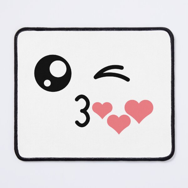 Item preview, Cute kawaii winky kiss mouth hearts face designed and sold by BlushyPrint.