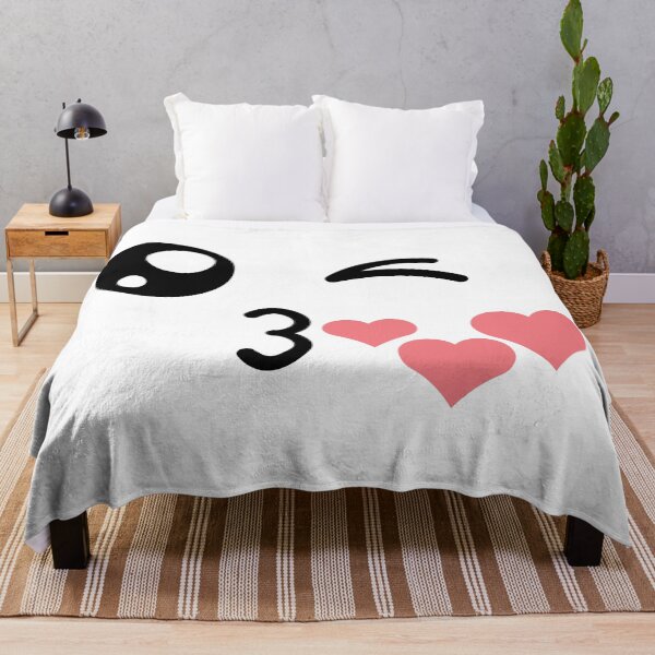 Item preview, Cute kawaii winky kiss mouth hearts face designed and sold by BlushyPrint.