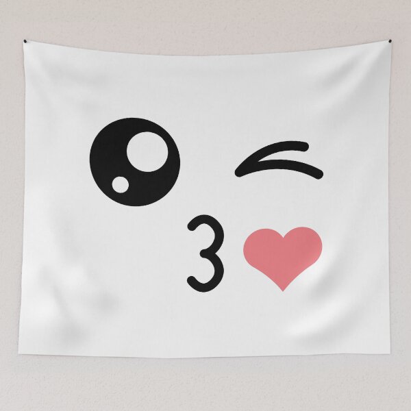 Item preview, Cute kawaii winky kiss mouth heart face  designed and sold by BlushyPrint.