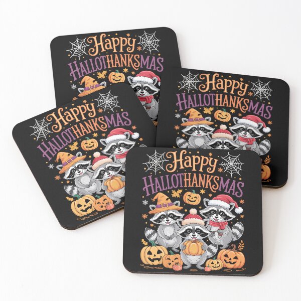 Item preview, Happy HalloThanksMas Racoon Halloween Thanksgiving Christmas designed and sold by Turbotine.