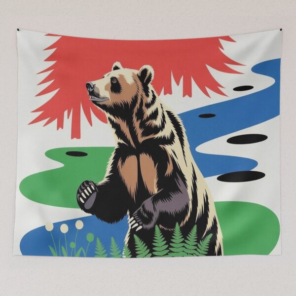Item preview, Lifestyle Hub: Brown Bear on Rocky Outcropping Wildlife Art designed and sold by M&M Lifestyle Hub.