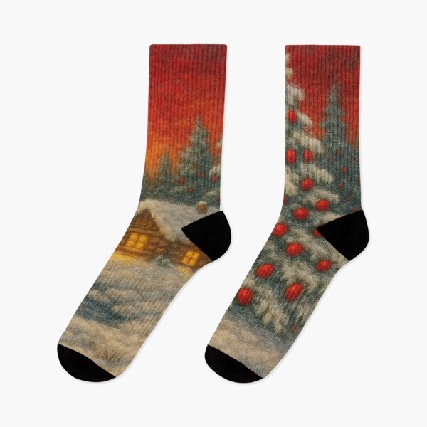Item preview, Cozy Christmas Cabin in the Snow designed and sold by The Sandy Design Store.