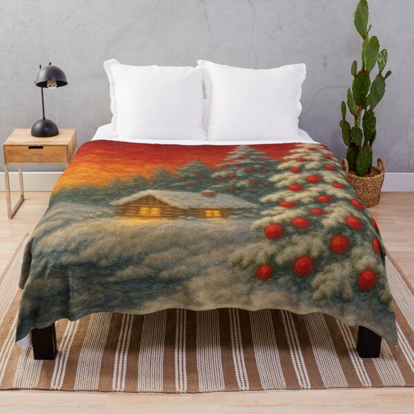 Item preview, Cozy Christmas Cabin in the Snow designed and sold by The Sandy Design Store.