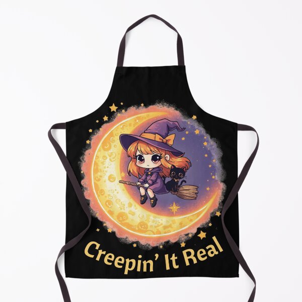 Item preview, Cute Halloween Witch with Cat on Moon designed and sold by AnetasArts.