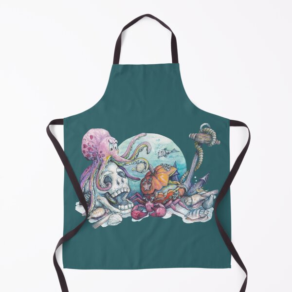 Item preview, Menace under the sea - jade green background designed and sold by MeganRoseArt.