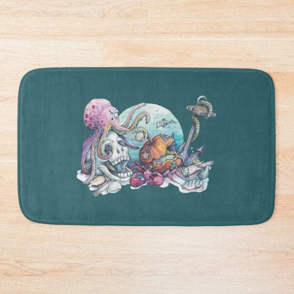 Item preview, Menace under the sea - jade green background designed and sold by MeganRoseArt.