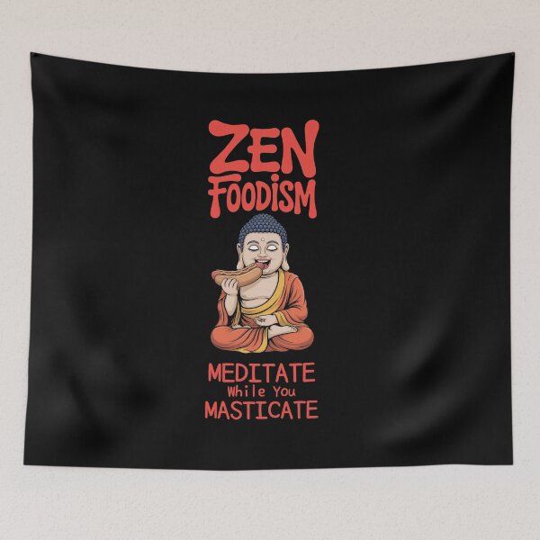 Item preview, Buddha Eating Hot Dog: Zen Foodism designed and sold by Snark Town Tees.
