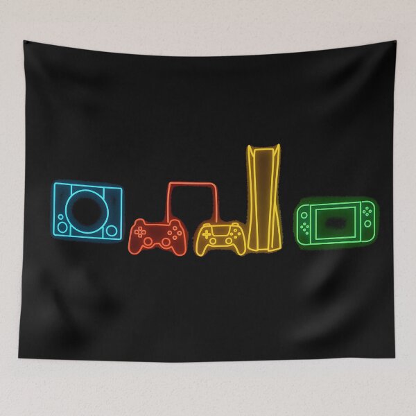 Item preview, Neon Game Consoles and Controllers Art (Minimal Chest Print) designed and sold by W-Rm.