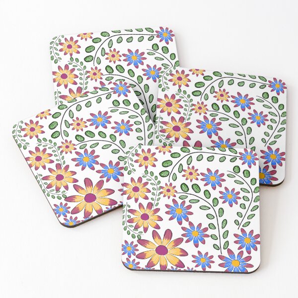 Item preview, Retro Colorful Abstract Flower and leaves Pattern | Cute leaves and flowers  designed and sold by Swati's Digital Den.