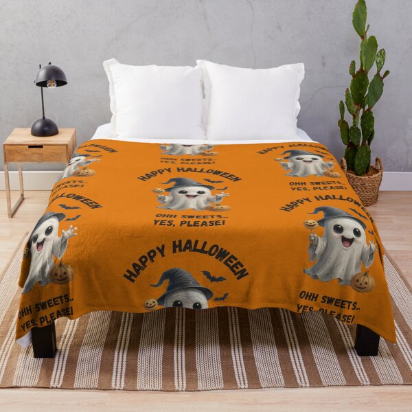 Item preview, Happy Halloween Party Cute Ghost with Pumpkin and sweets designed and sold by TeeArtWorld.