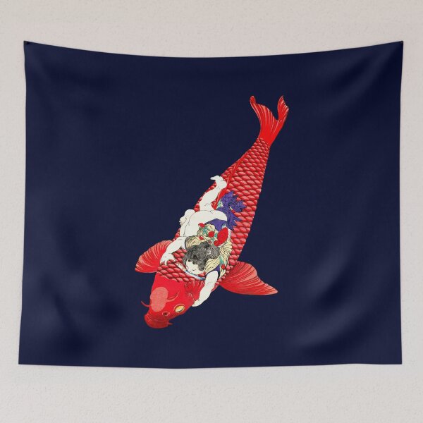 Item preview, The Young Benkai Boy Riding a Giant Koi Fish designed and sold by Pixelchicken.