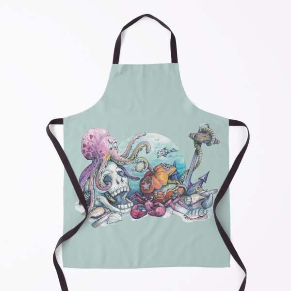 Item preview, Menace under the sea - pebble green background designed and sold by MeganRoseArt.