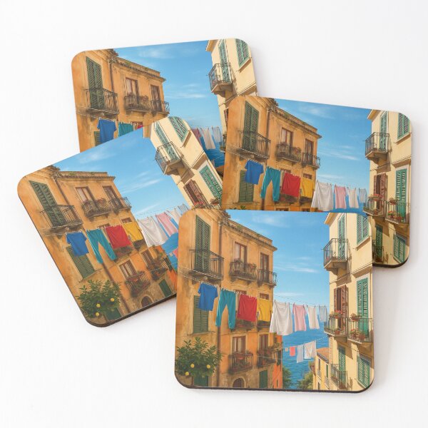 Item preview, Italian Laundry Day – Colorful Washing Line by the Sea designed and sold by The Sandy Design Store.