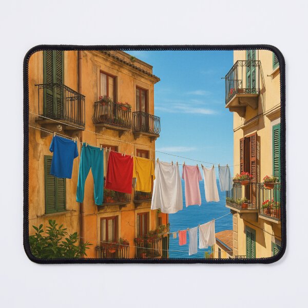 Item preview, Italian Laundry Day – Colorful Washing Line by the Sea designed and sold by The Sandy Design Store.