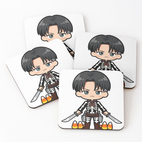 Artikelvorschau, Chibi Levi Halloween Sticker: AOT Skelettkostüm Niedlicher Anime entworfen und verkauft von GeekArtUniverse.