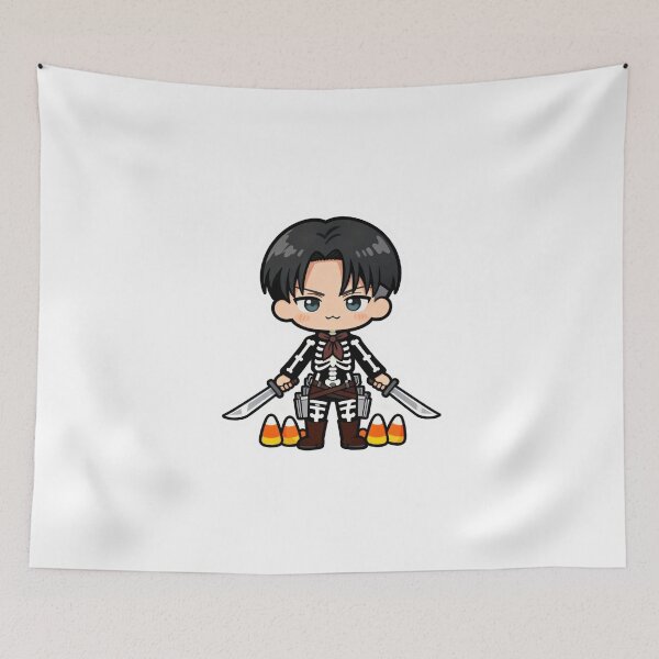 Artikelvorschau, Chibi Levi Halloween Sticker: AOT Skelettkostüm Niedlicher Anime entworfen und verkauft von GeekArtUniverse.