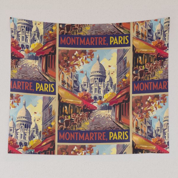 Item preview, Montmartre Paris Vintage Travel Poster – Impressionist Painting  designed and sold by CARRAANN.