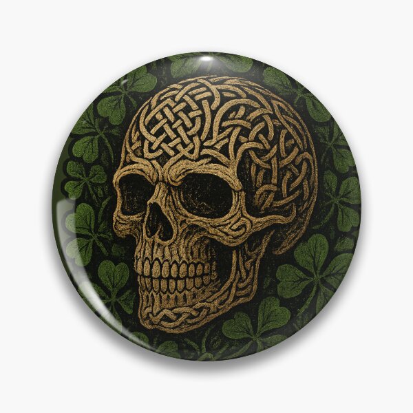 Artikelvorschau, Keltischer Totenkopf mit Kleeblättern – Rock & Metal Style entworfen und verkauft von NovaMoodCo.