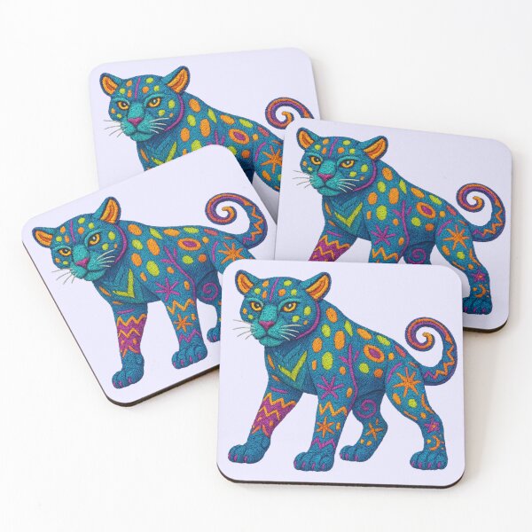 Item preview, Colorful embroidered jaguar alebrije style designed and sold by Ahau Designs.