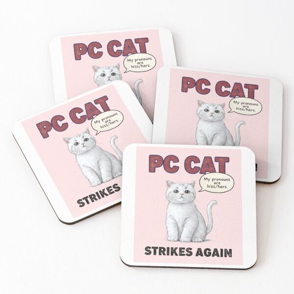 Item preview, PC Cat Strikes Again - Funny Pronoun Pun Cat T-Shirt | Snarky Humor designed and sold by Monkey Chéri Studio.