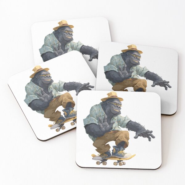 Item preview, Happy Gorilla on Skateboard - Illustration designed and sold by yumas.