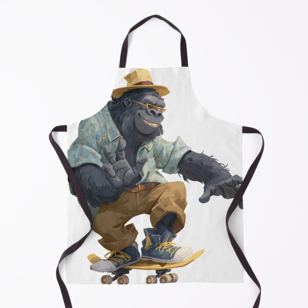 Item preview, Happy Gorilla on Skateboard - Illustration designed and sold by yumas.