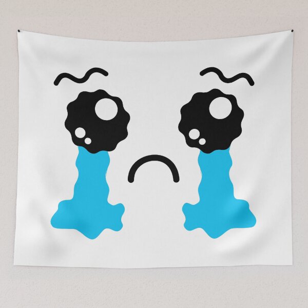 Item preview, Cute kawaii sad crying face with wavy eyebrows designed and sold by BlushyPrint.