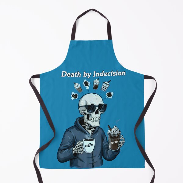 Item preview, Death by Indecision — Skeleton Choosing Coffee or Cocoa | Funny Caffeinated Skull Art designed and sold by Pjotre7.