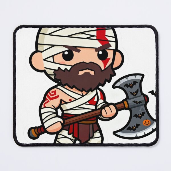 Item preview, Chibi Kratos Mummy Sticker: God of Halloween Cute Gaming designed and sold by GeekArtUniverse.