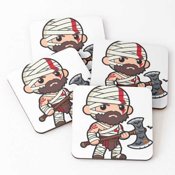 Item preview, Chibi Kratos Mummy Sticker: God of Halloween Cute Gaming designed and sold by GeekArtUniverse.
